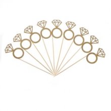 12 יח' קיסמים בצורת טבעת נצנצים- זהב