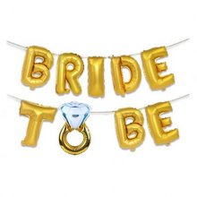 סט בלונים BRIDE TO BE דגם טבעת צבע זהב