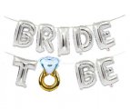 סט בלונים BRIDE TO BE דגם טבעת צבע כסף
