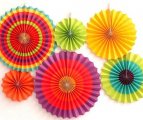 מארז 6 מניפות צבעוניות בסגנון מקסיקני בגדלים שונים
