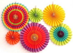 מארז 6 מניפות צבעוניות בסגנון מקסיקני בגדלים שונים